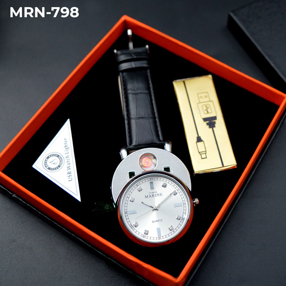 ⌚RELOJ MARINE DE CUERO SINTETICO CON ENCENDEDOR🔥