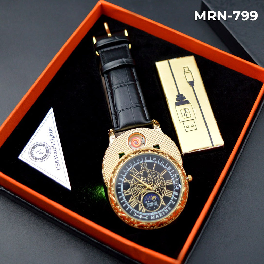 ⌚RELOJ MARINE DE CUERO SINTETICO CON ENCENDEDOR🔥